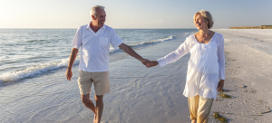 Nantucket couple walking on the beach